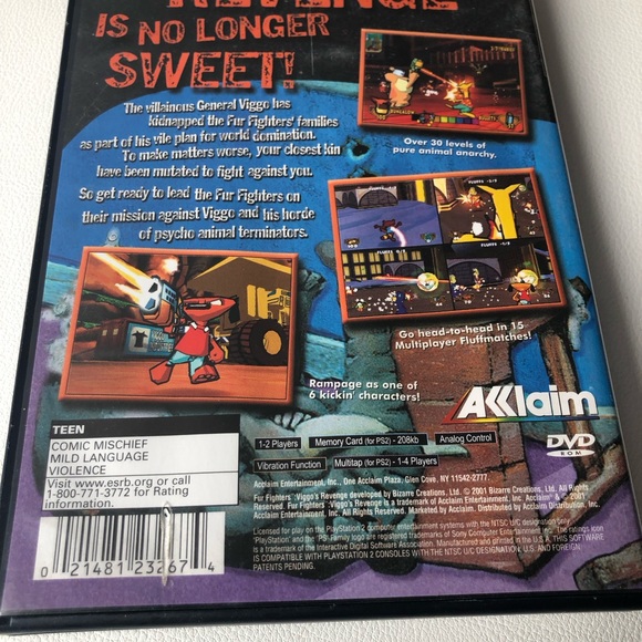 Fur Fighters Viggo's Revenge Game & Case Sony Playstation 2 Ps2 No Manual Tested - Picture 2 of 5